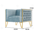 Blue fabric titanium frame living room sofa